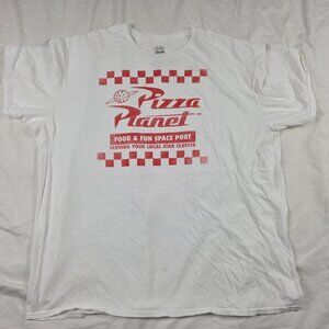 Disney Pixar Toy Story Mens 2XL White Red Pizza Planet T-Shirt Short Sleeves